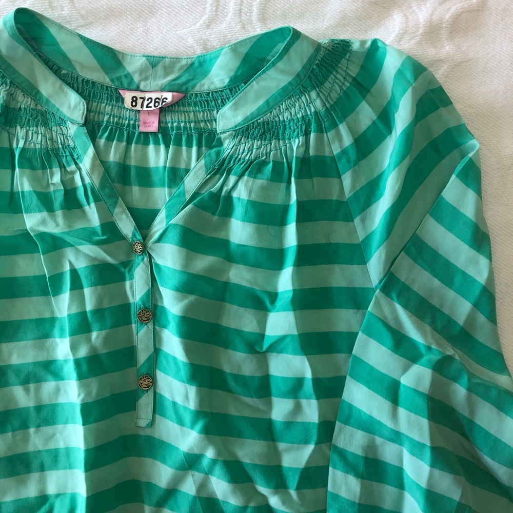 LILLY PULITZER Green Stripped Blouse
